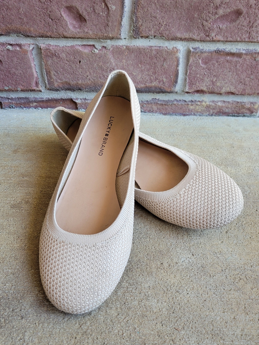 Lucky Brand Neutral Knit Ballet Flats in Light Beige